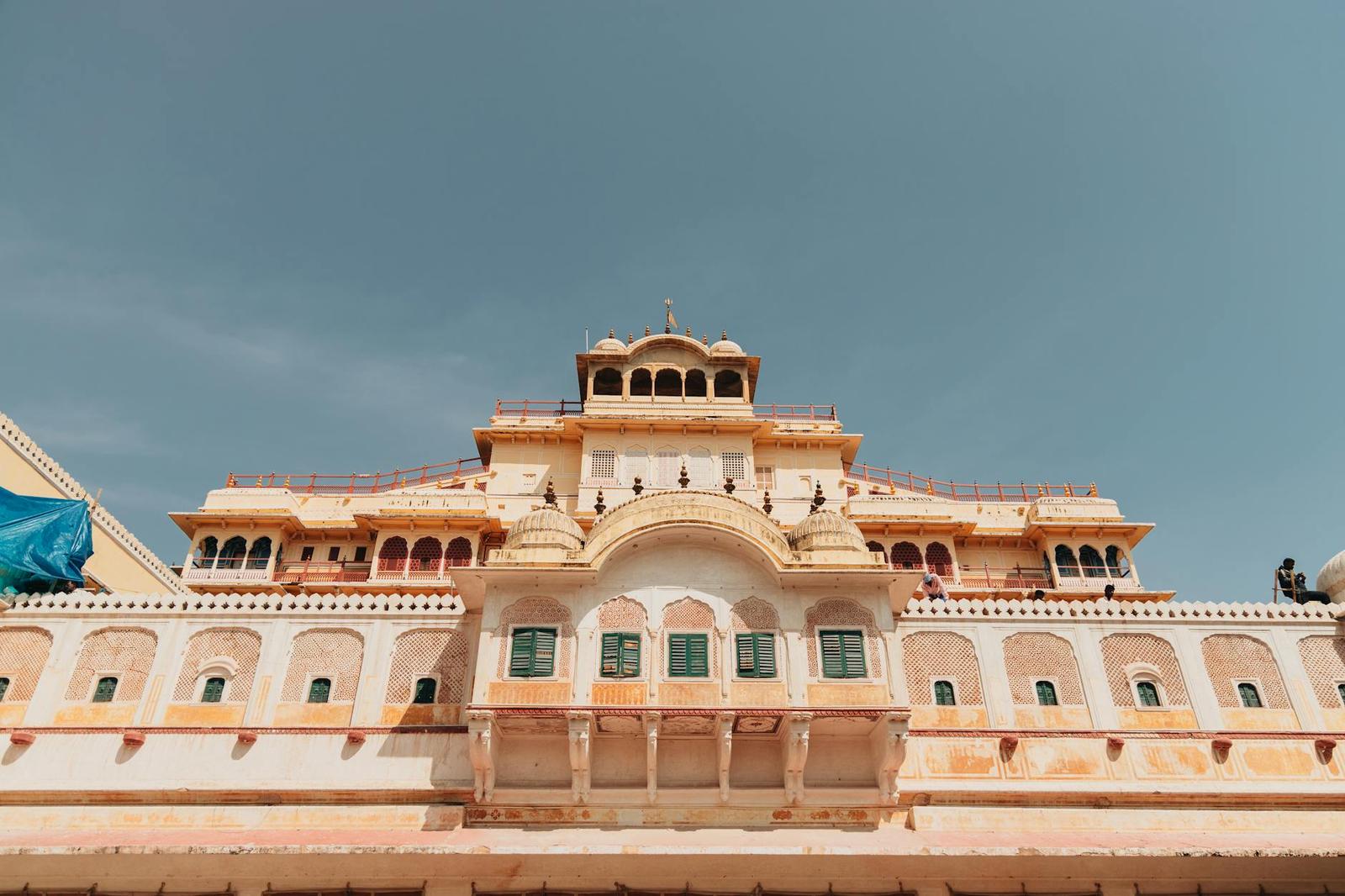 Explore the grandeur of Rajasthani architecture with this striking image of a Jaipur palace