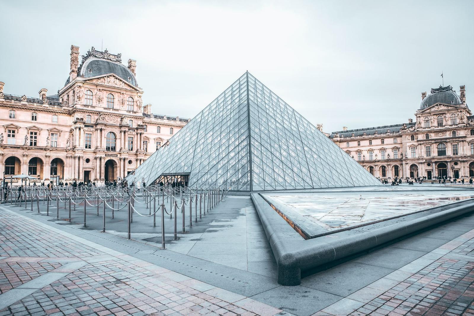 Iconic Louvre Pyramid in Paris