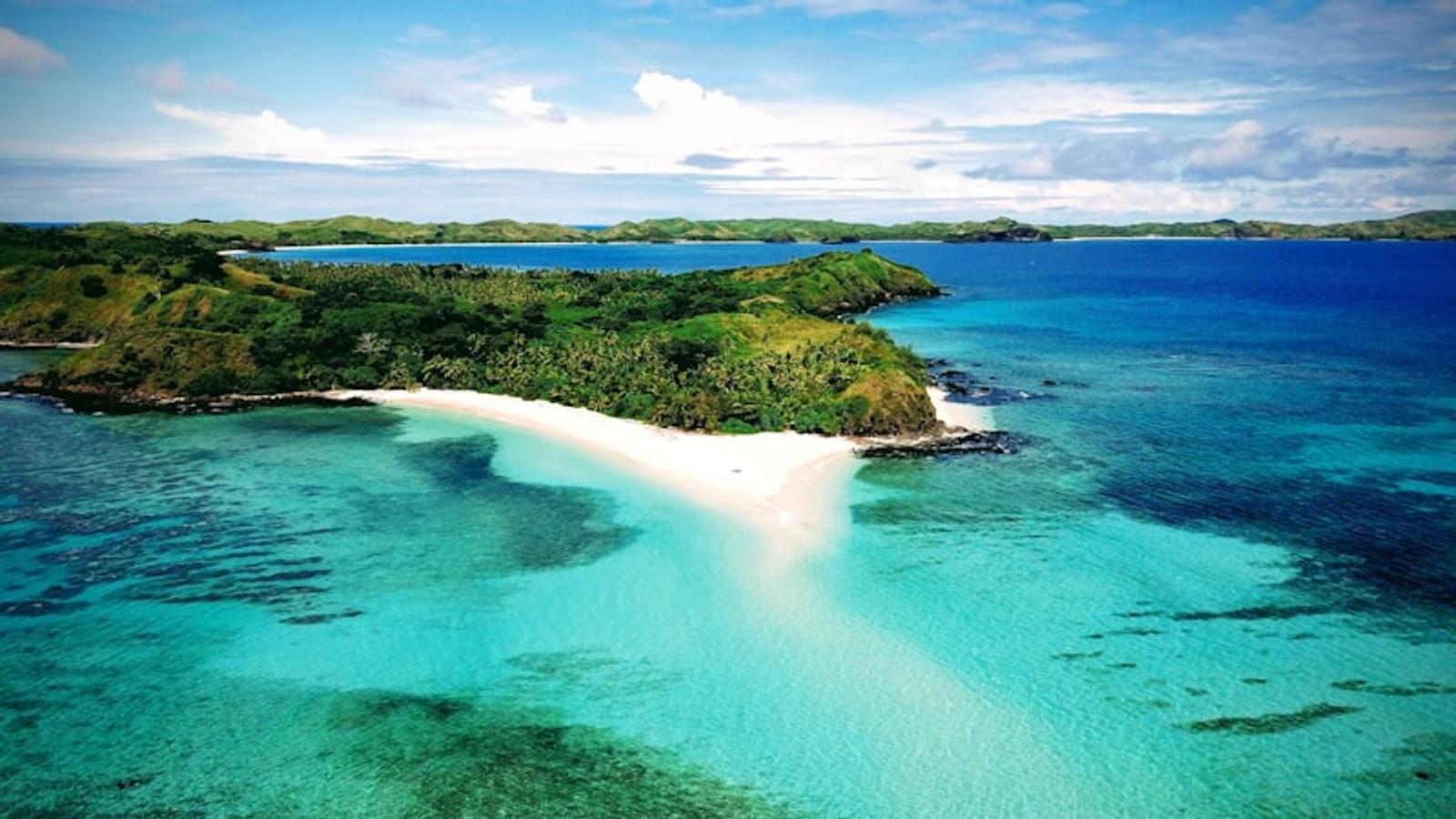 Aerial of Fijian islands