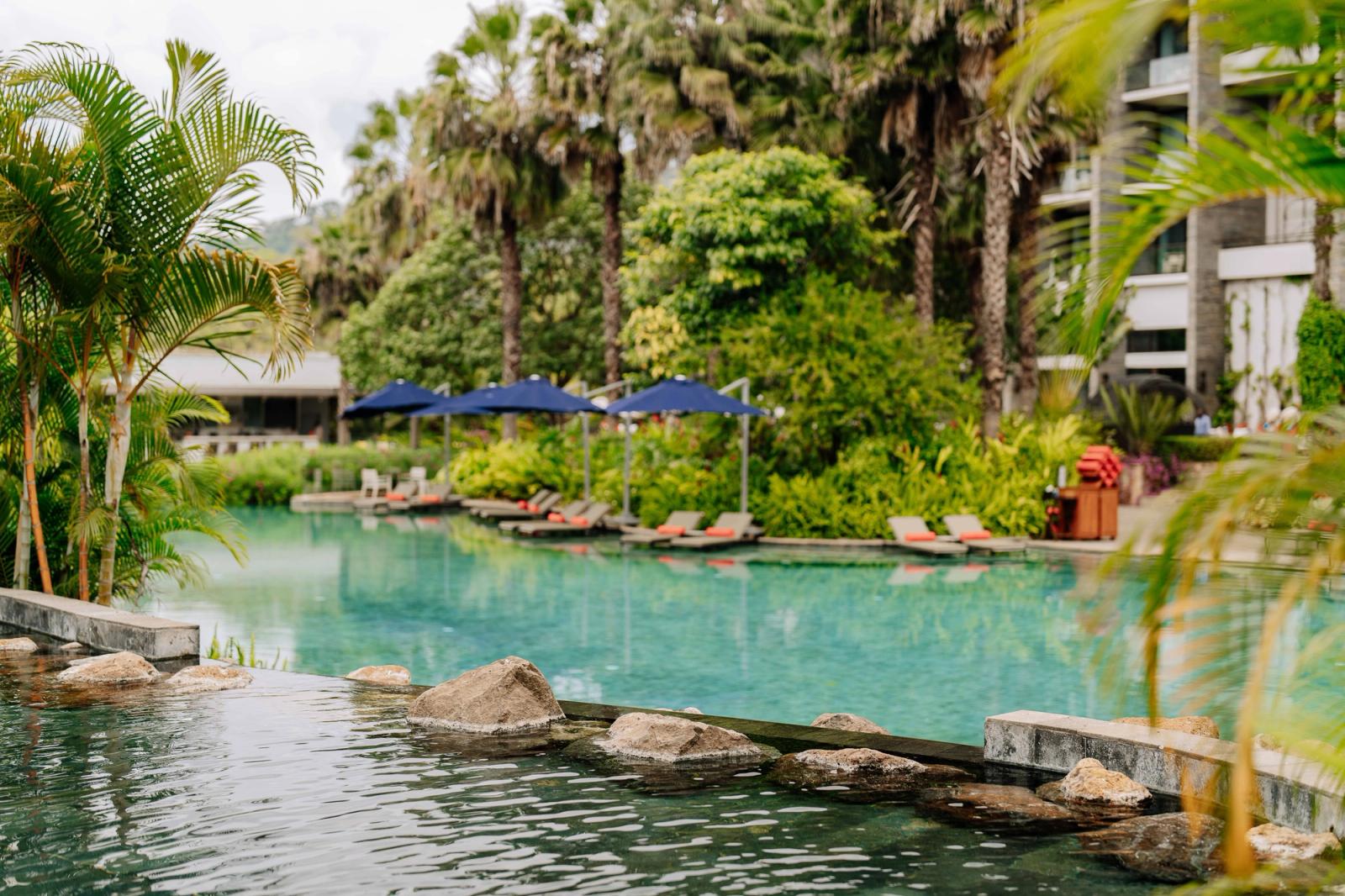 Serene outdoor pool with lush greenery in a luxury resort, Arusha, Tanzania