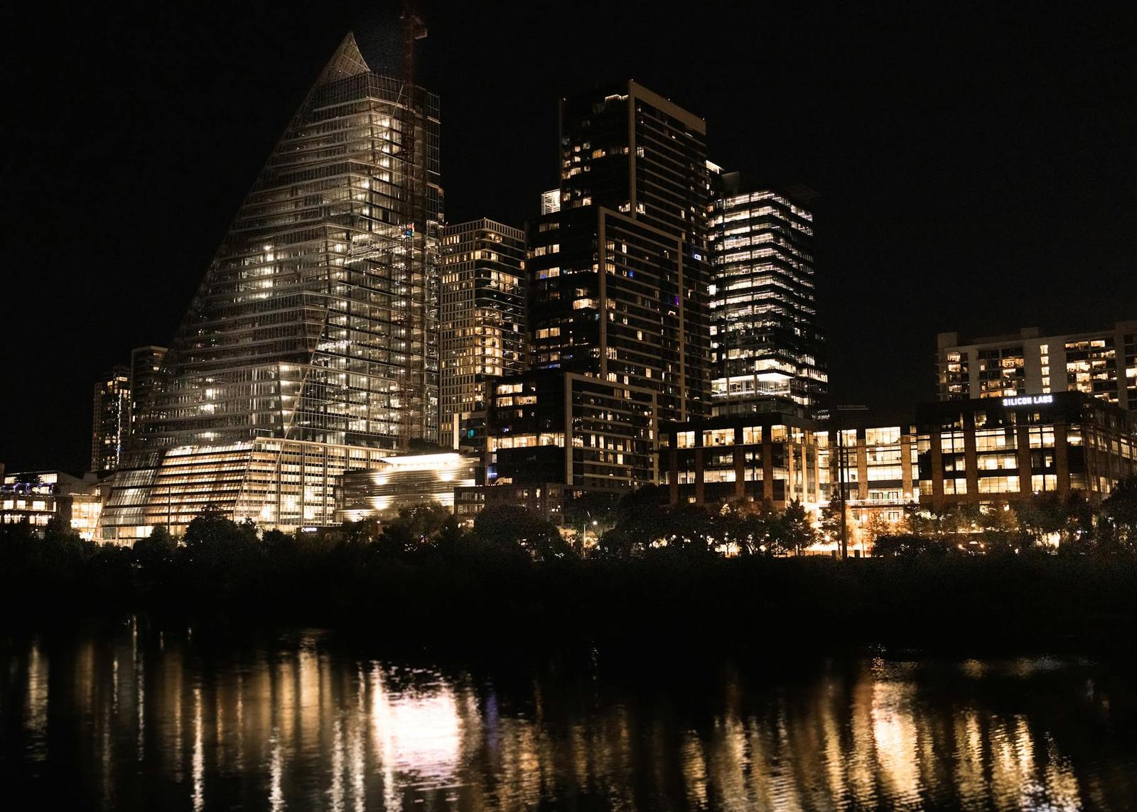 USA architecture at night
