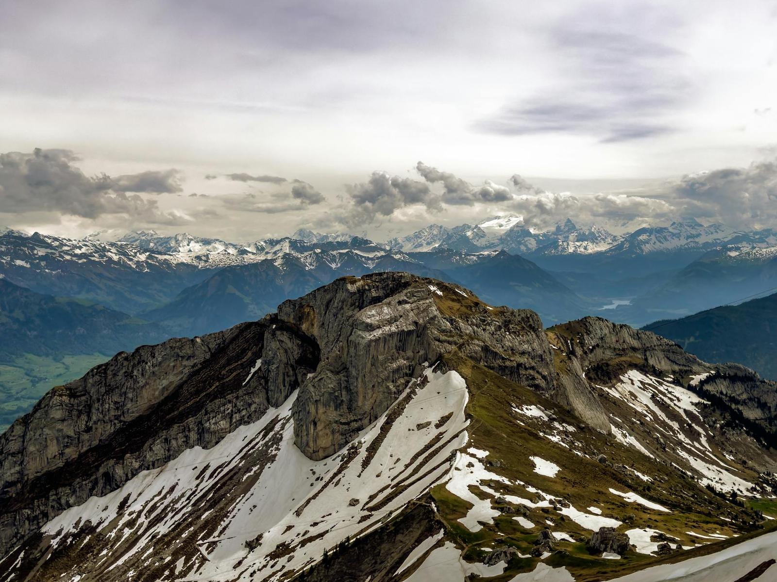 Breathtaking panorama of snowcapped peaks in the Swiss Alps near Kriens