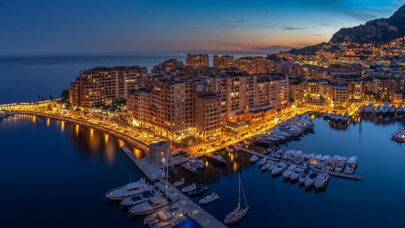 Monaco architecture at night