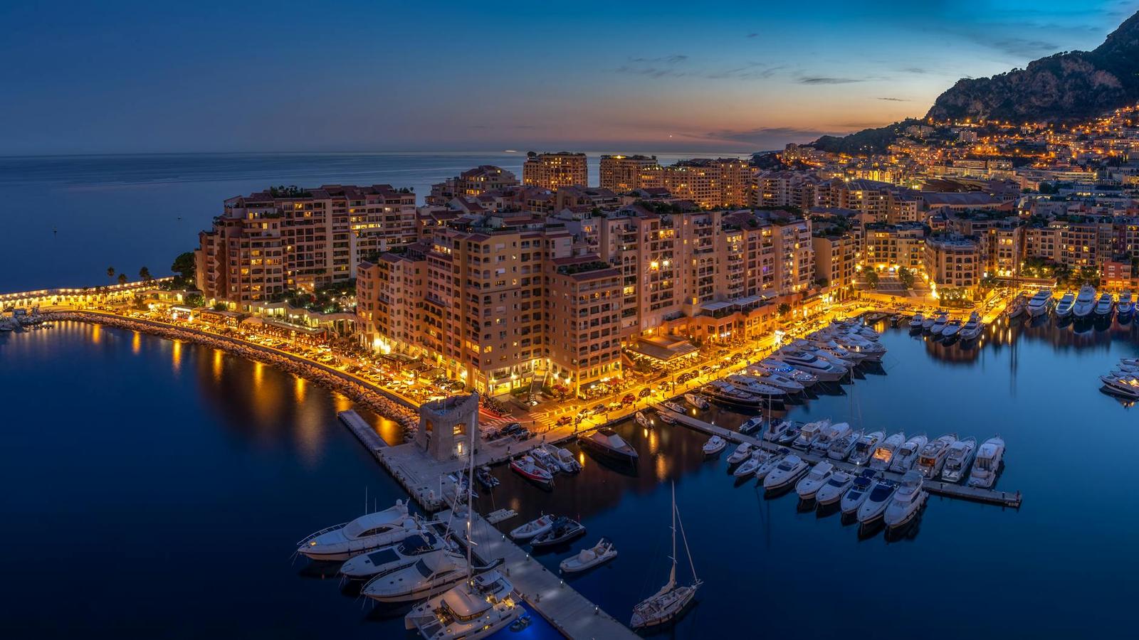 Monaco architecture at night