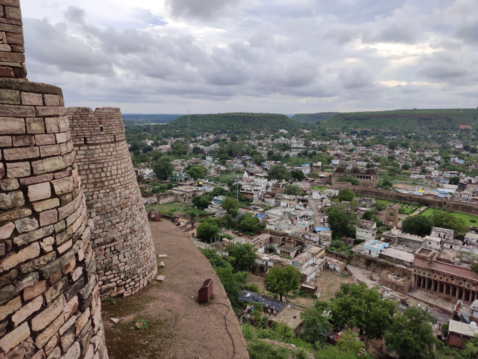 A scenic view of Chanderi city, Madhya Pradesh, India, from the historic fort walls