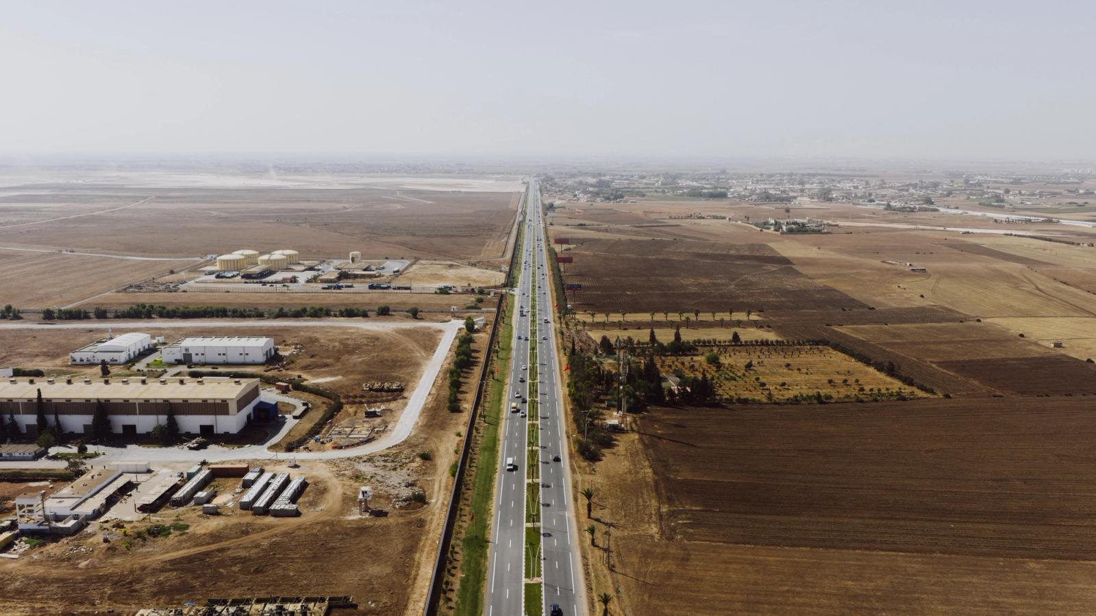 A stunning aerial view of Casablanca, Morocco, showcasing its vast landscapes and infrastructure