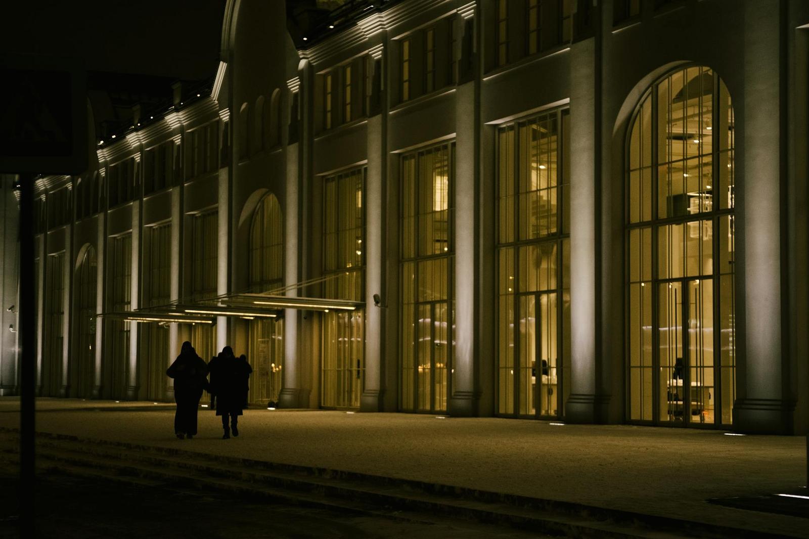Walking architecture at night
