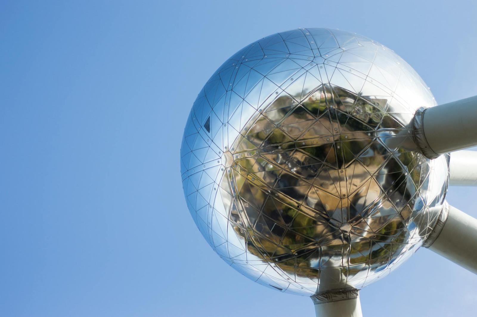Close-up view of Atomium in Brussels