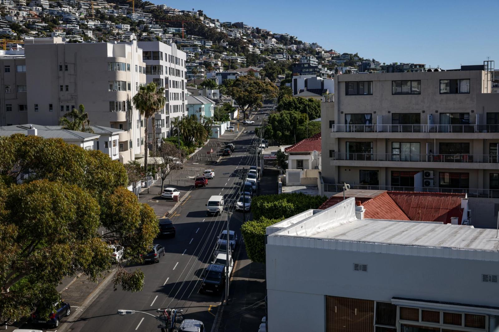 Aerial view of Cape Town's residential streets with modern architecture during daytime