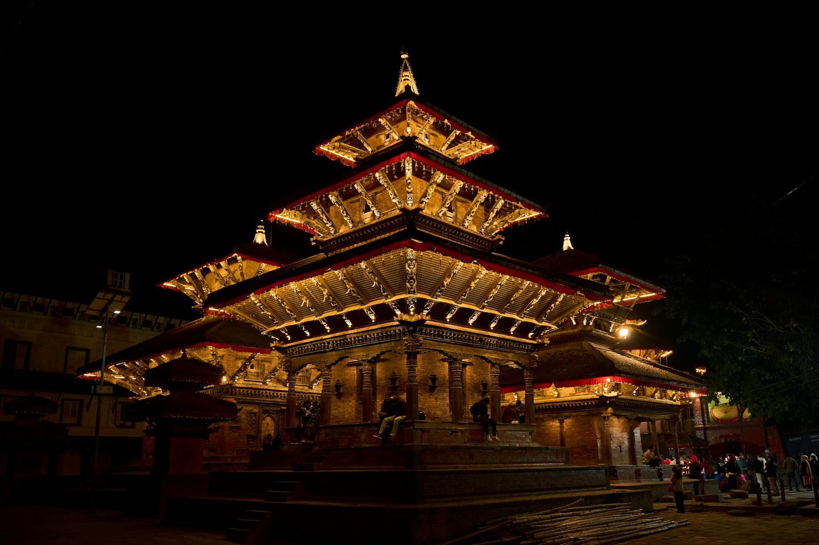 Patan architecture at night