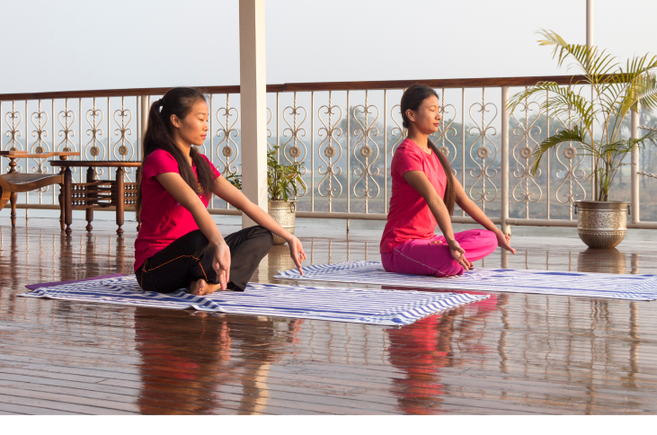 Morning yoga on the Sun Deck