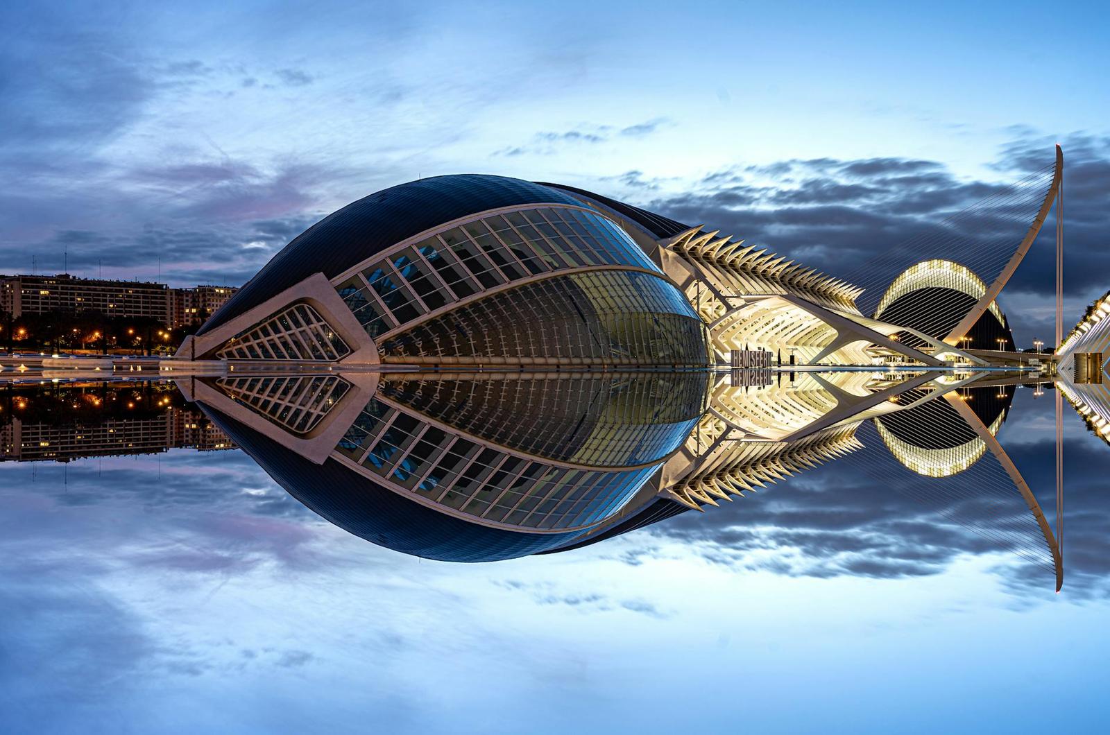 Valencia architecture at night