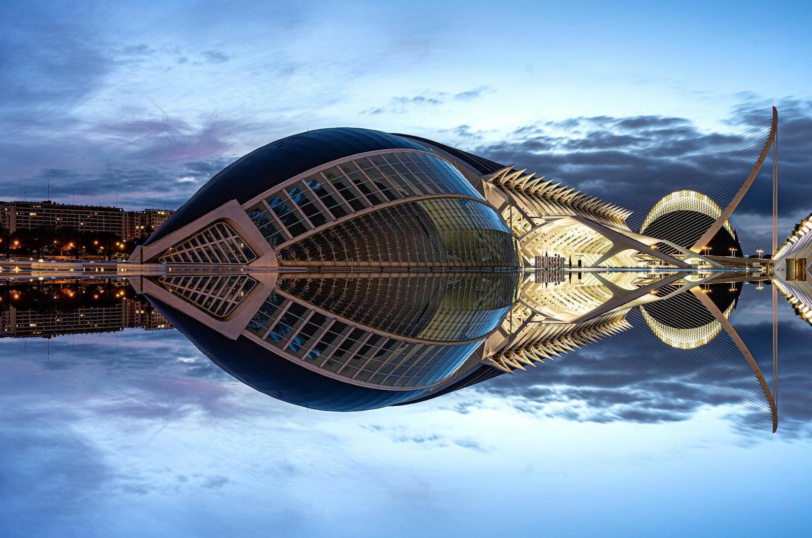 Valencia architecture at night