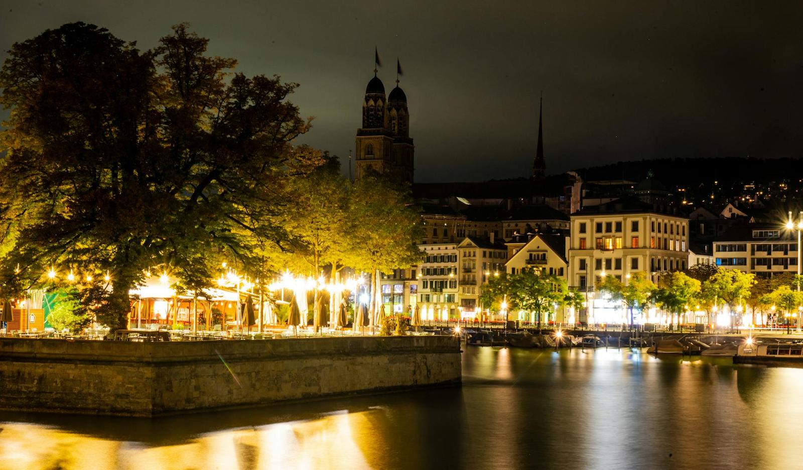 Zurich architecture at night