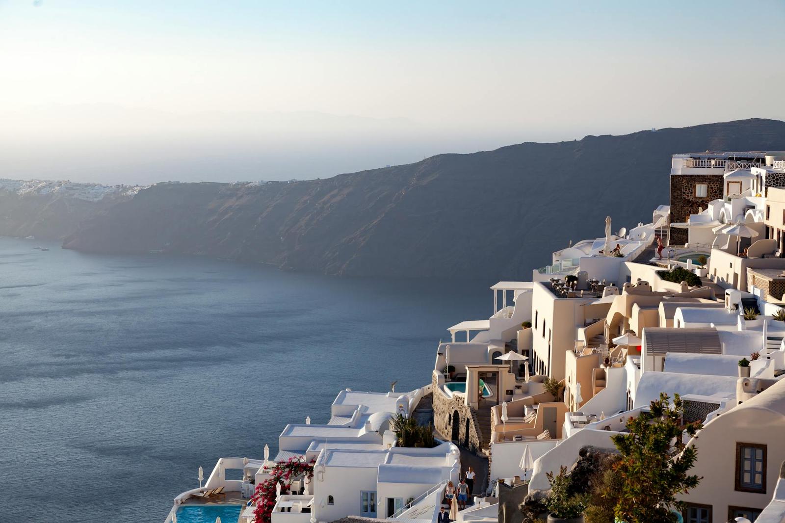 Santorini Caldera, Greece + Hungary + Austria + Czechia + Denmark