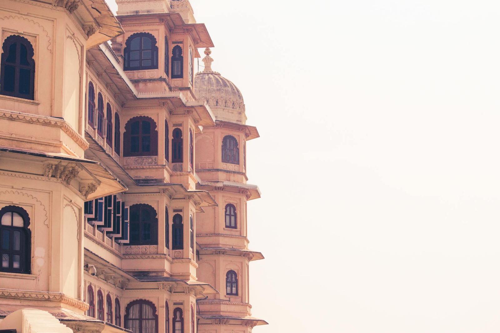 Stunning view of Udaipur City Palace's architectural facade in Rajasthan