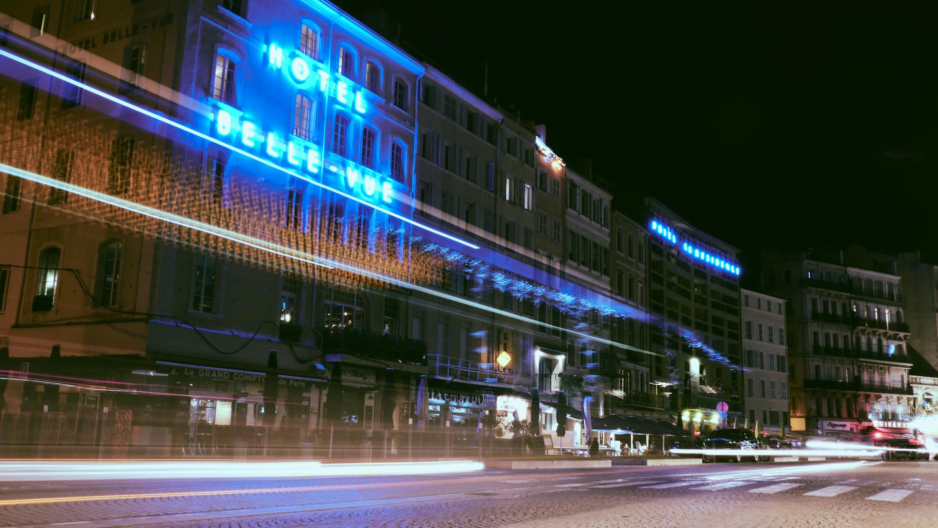 Marseille architecture at night