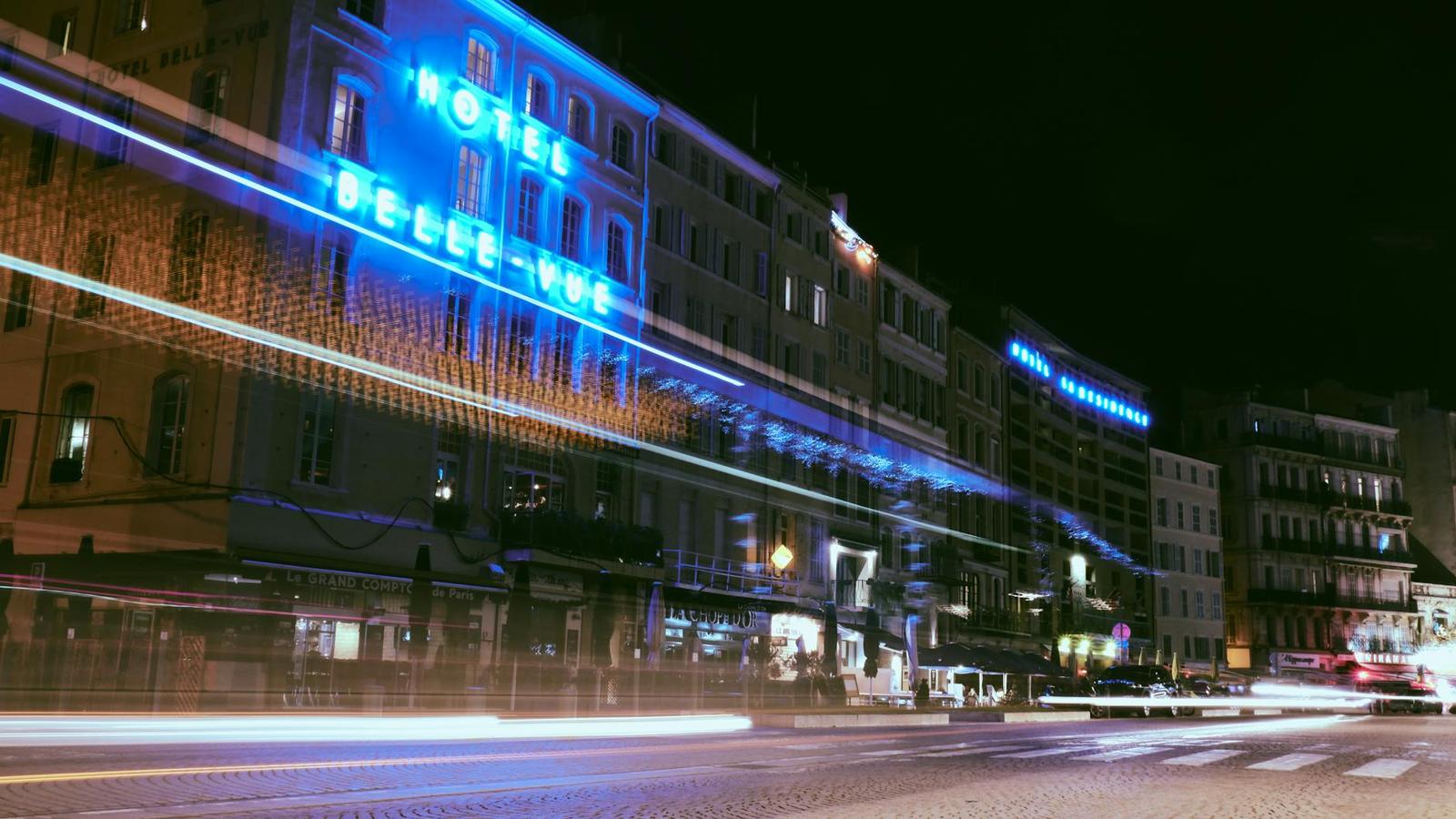 Marseille architecture at night