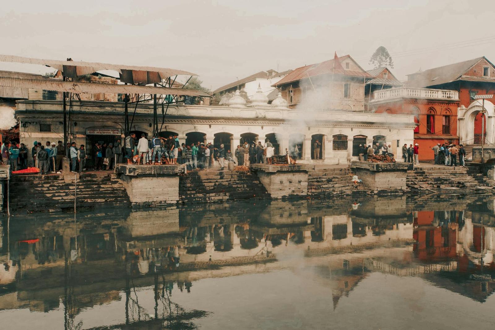 Cremation ceremonies at Pashupatinath Temple, Kathmandu, a sacred Hindu site by the Bagmati River