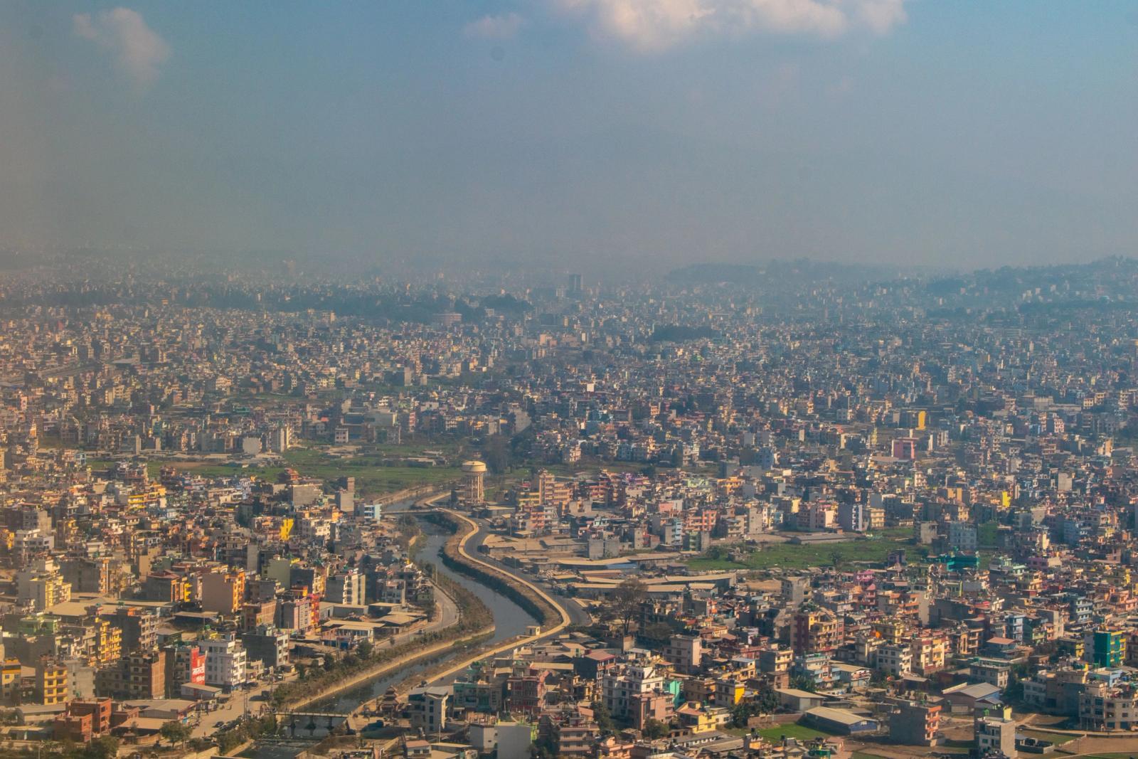 Vibrant cityscape of Kathmandu, Nepal showcasing urban sprawl under a clear sky