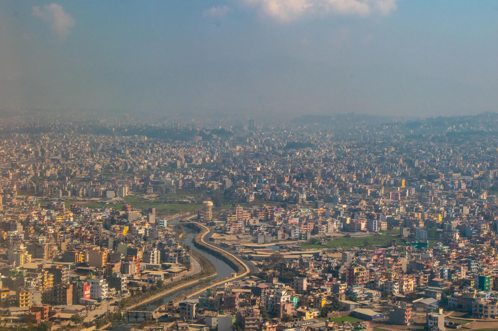 Vibrant cityscape of Kathmandu, Nepal showcasing urban sprawl under a clear sky