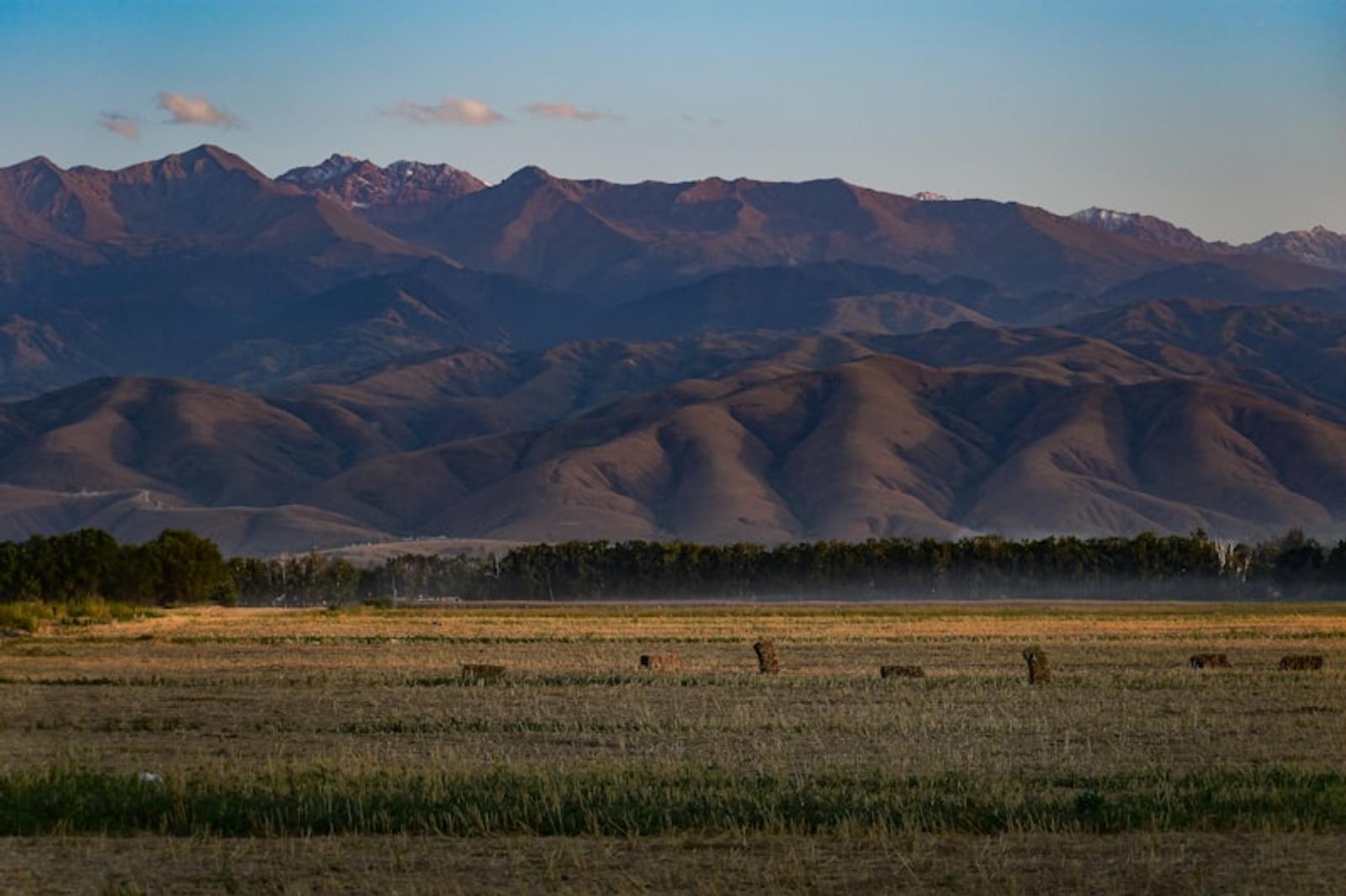 Open Kazakh steppe at dusk