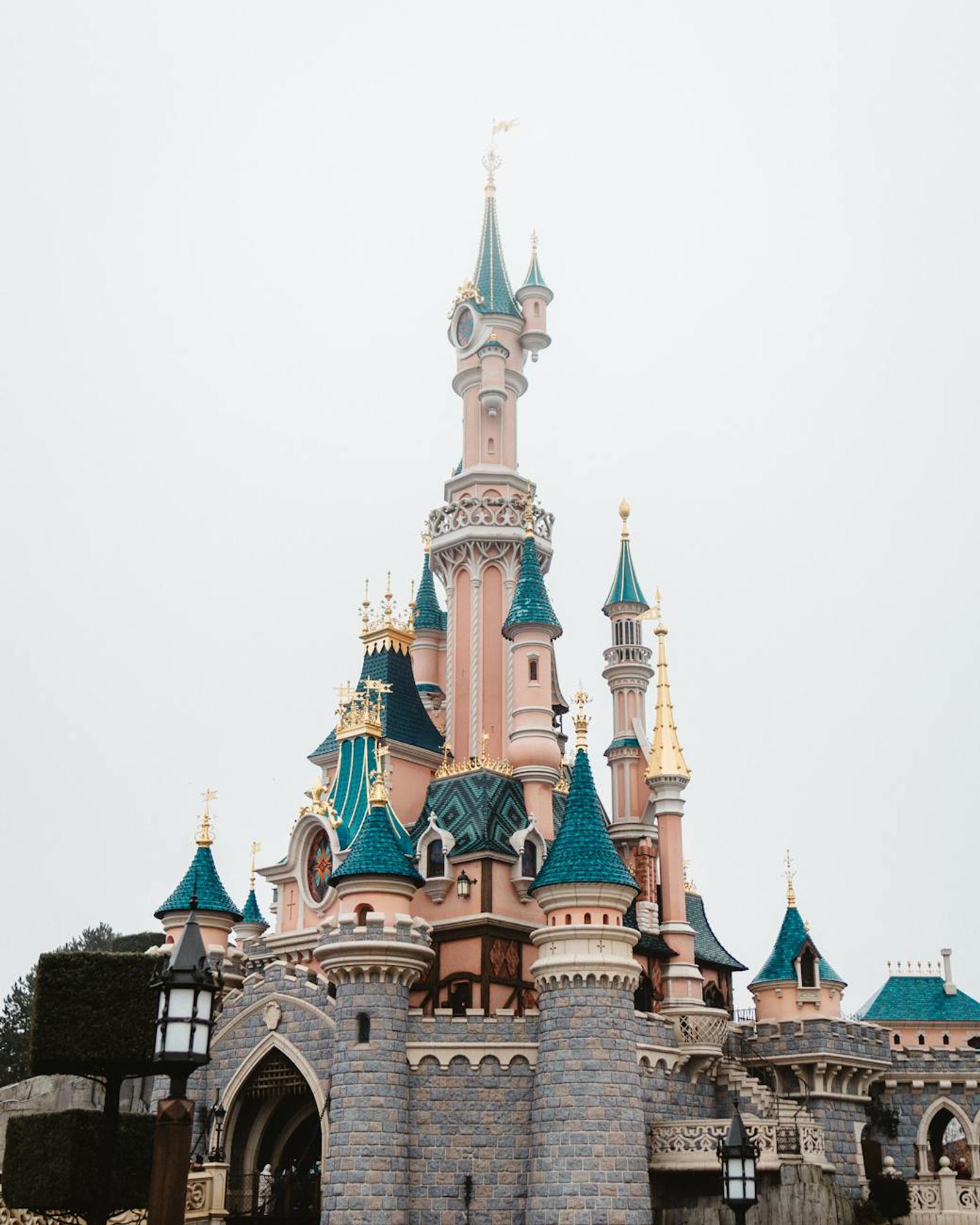 Magical view of the Disneyland castle in Coupvray, France