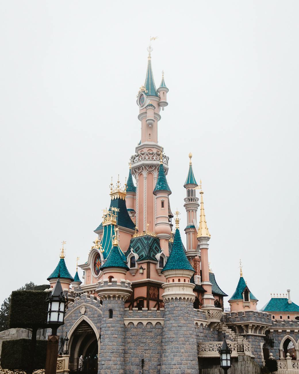 Magical view of the Disneyland castle in Coupvray, France