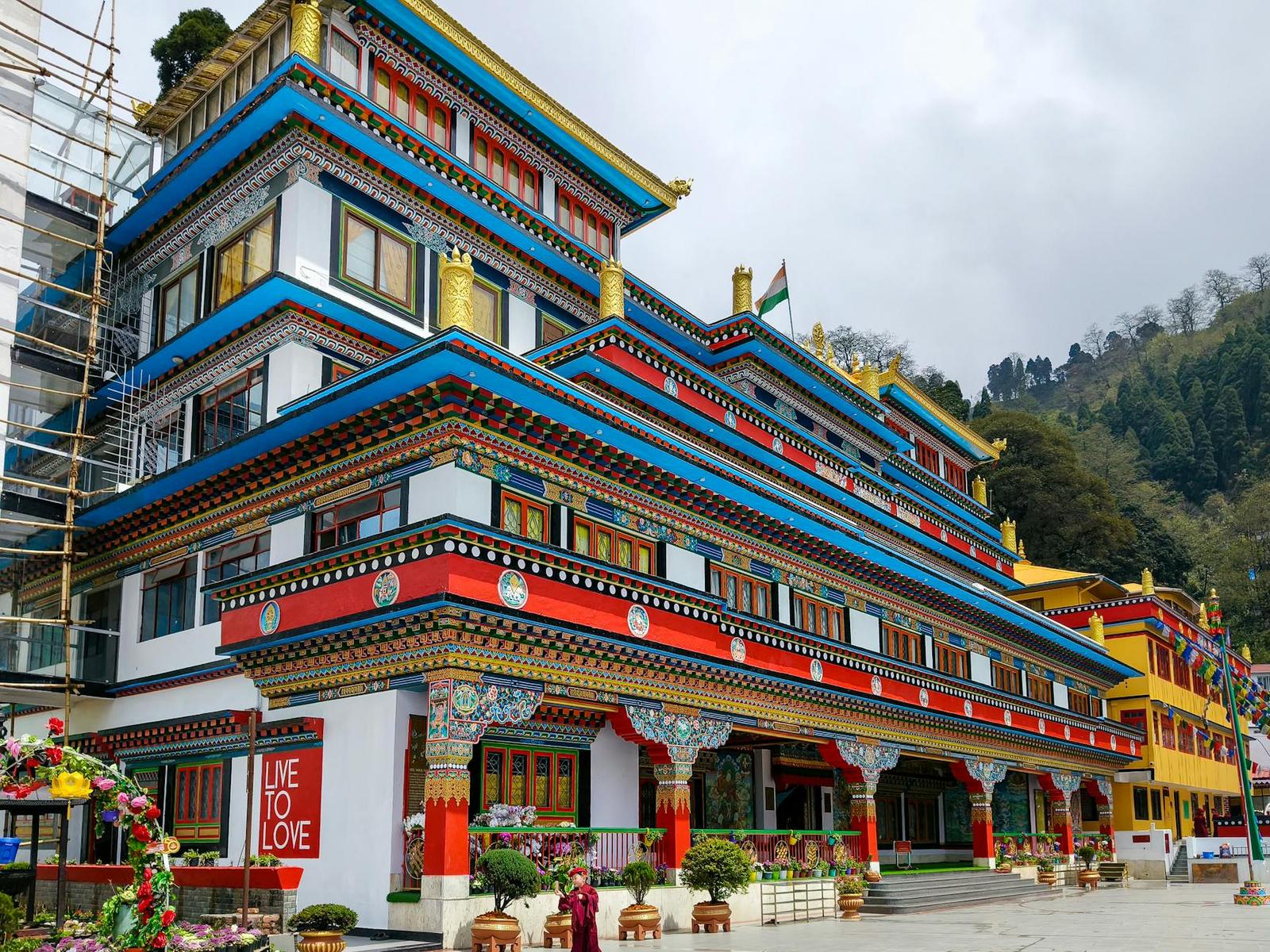 Vibrant and ornate monastery in Darjeeling
