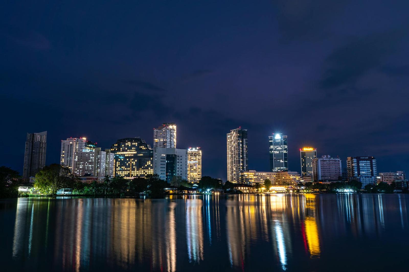 Colombo architecture at night