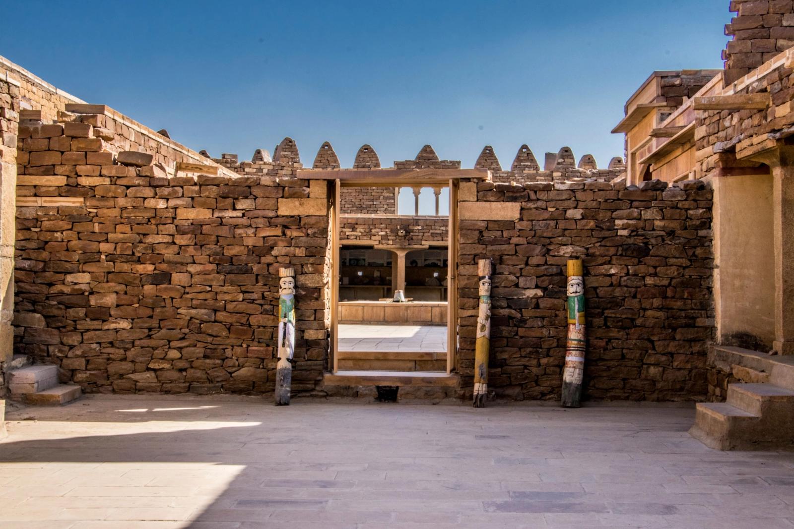 Explore the ancient stone architecture of Khaba Fort in Jaisalmer, India