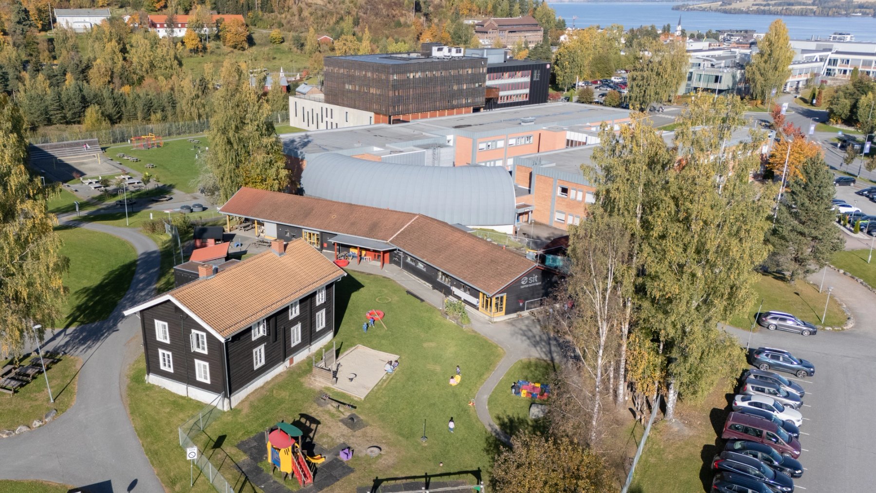 Drone and overview photo of Soppen Student Kindergarten.