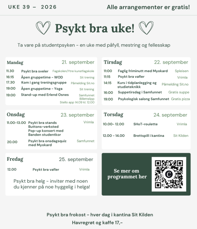 Programmet til Psykt bra uke!