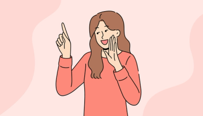 Illustrasjon av student som rekker opp hånden og snakker, som symboliserer det å ta ordet i en gruppe.