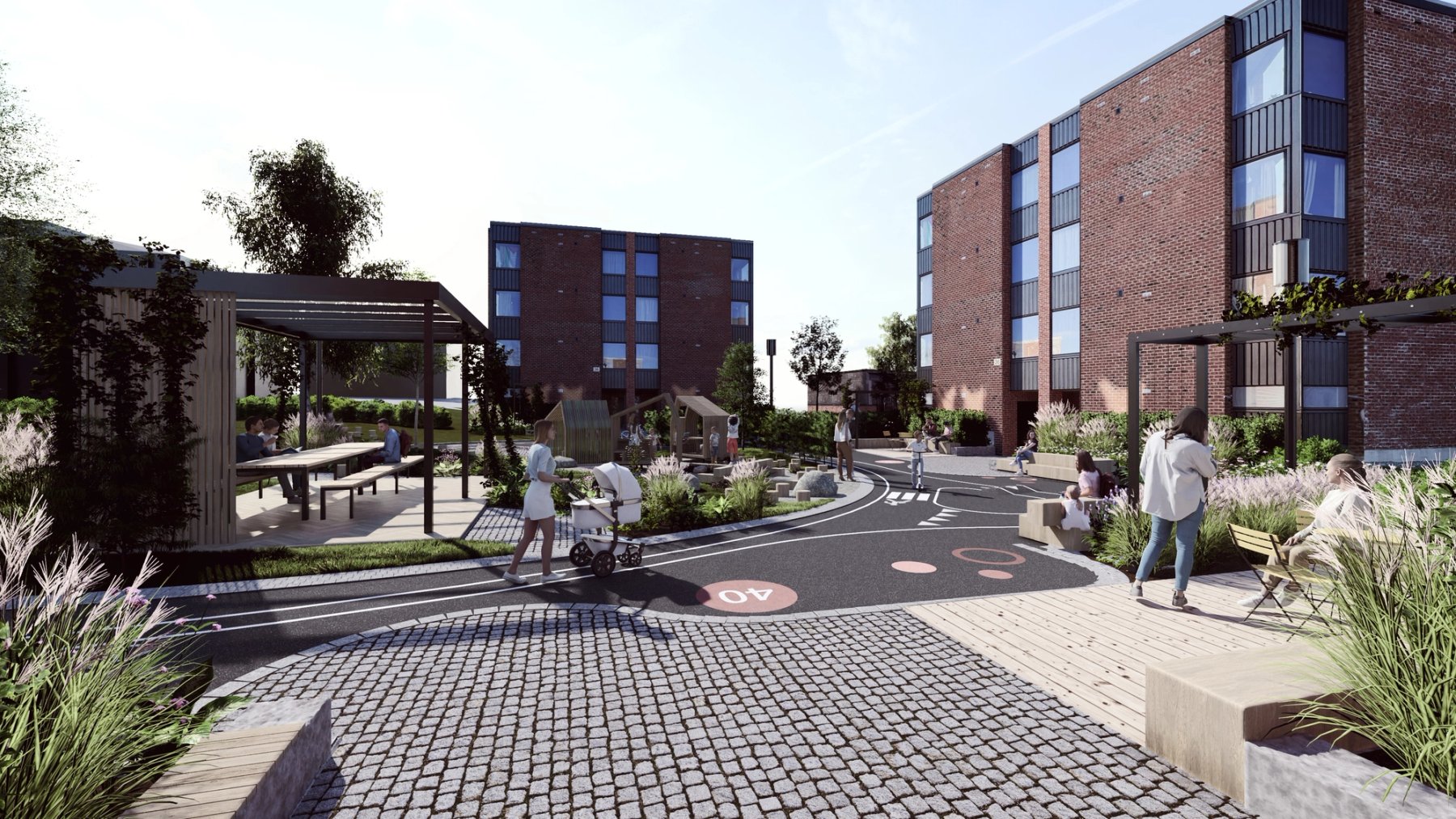 Illustrasjon av familietunet