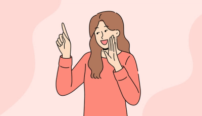 Illustration of a student raising their hand and speaking, symbolising speaking up in a group.