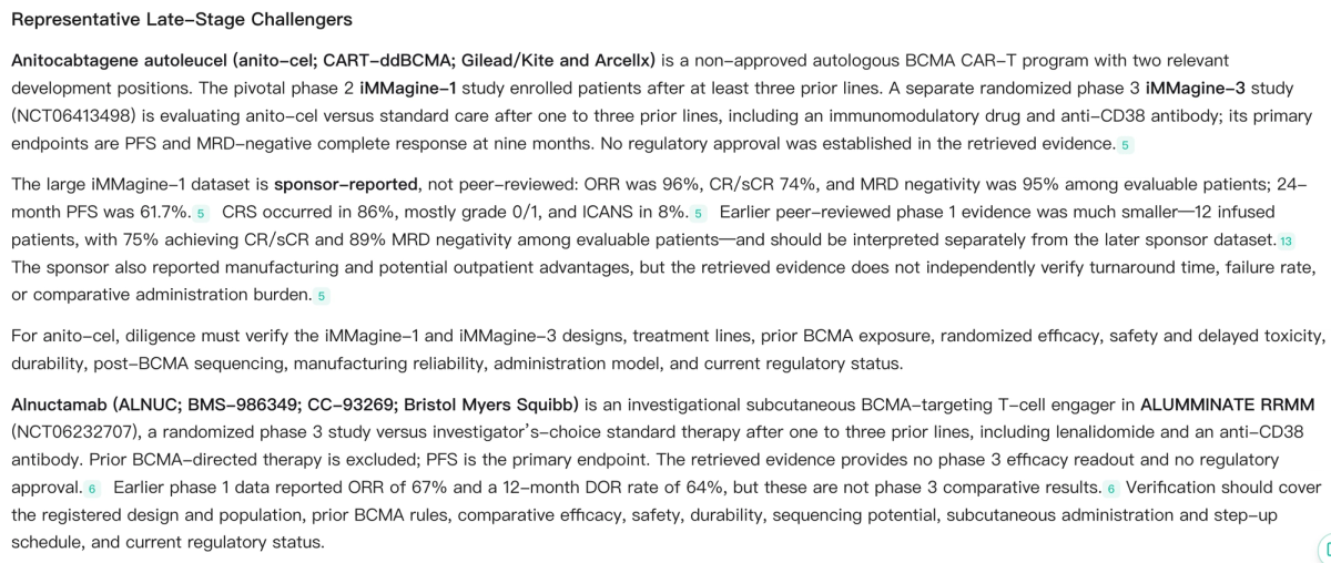 Noah BCMA competitive pipeline brief comparing late-stage challengers anito-cel and alnuctamab in multiple myeloma.