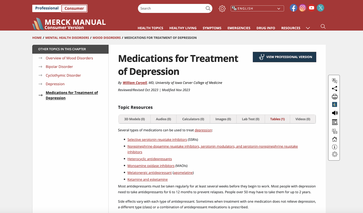 Example of Authoritative Medical Websites-Merck Manual