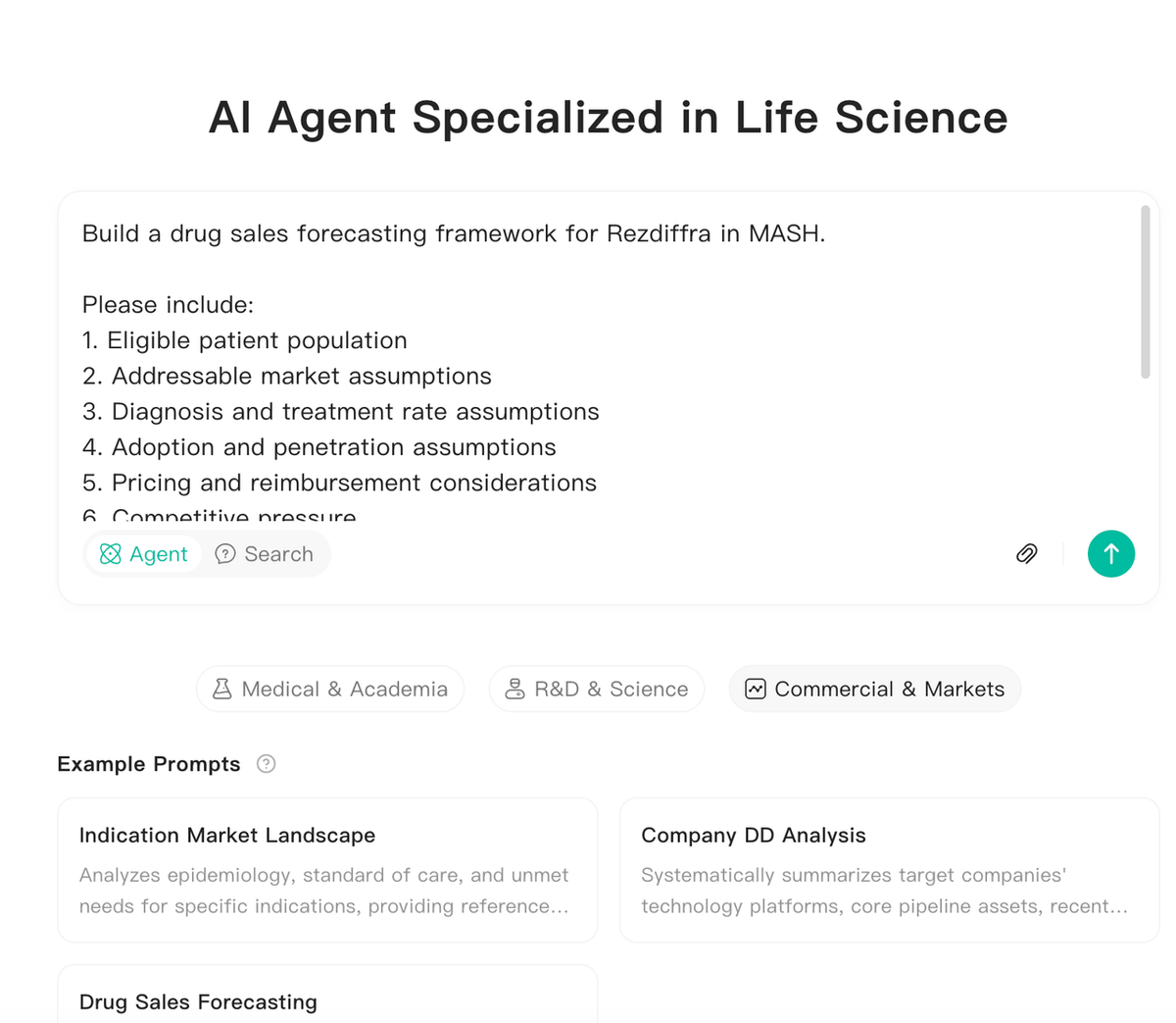 Noah AI Agent prompt for building a drug sales forecast framework