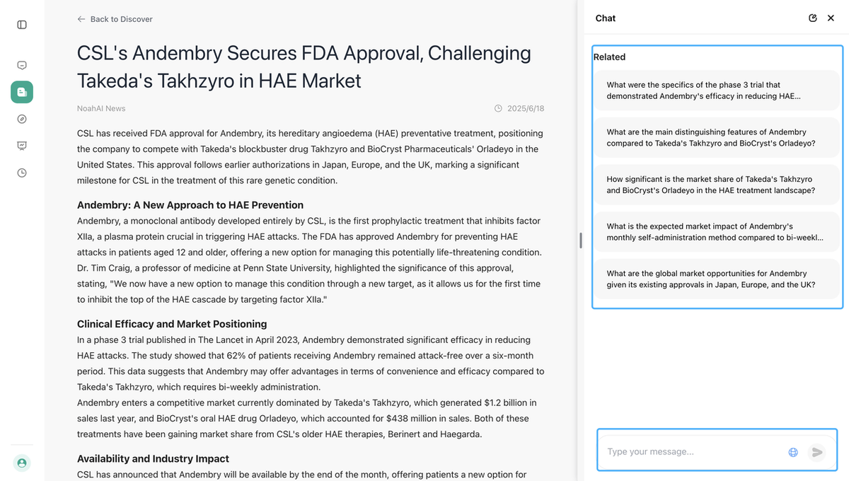 Search Box and Recommended Questions for Articles