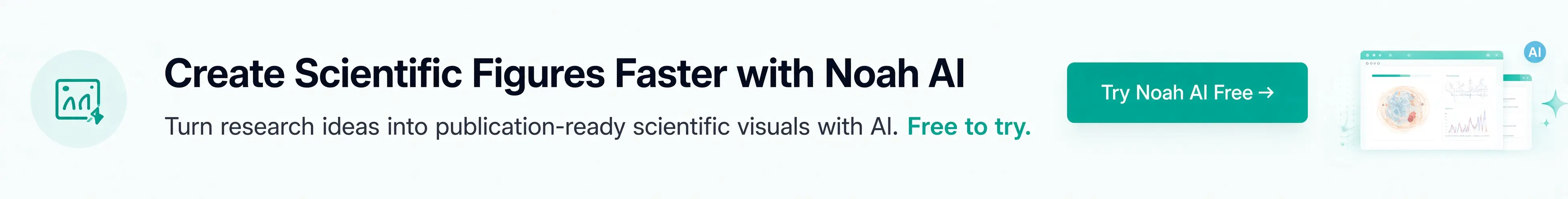 Noah AI scientific figure generation banner for creating publication-ready biomedical visuals with AI