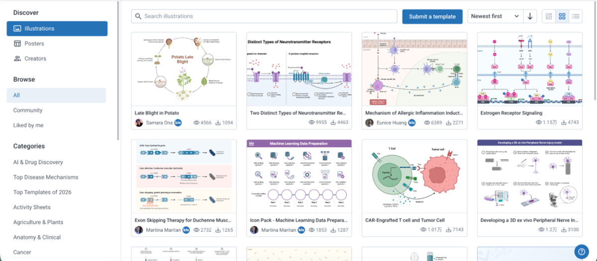 BioRender scientific illustration template library for life science figures