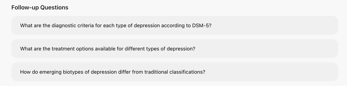Recommended follow-up questions by Health Search
