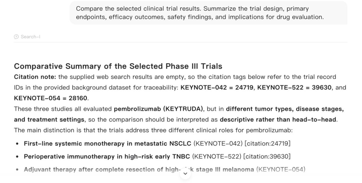 Noah AI comparative summary of selected pembrolizumab phase III clinical trials