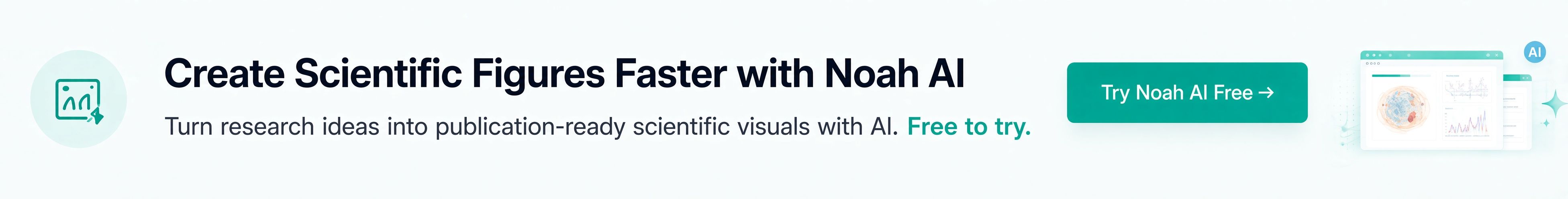 Noah AI scientific figure generation banner for creating publication-ready biomedical visuals with AI