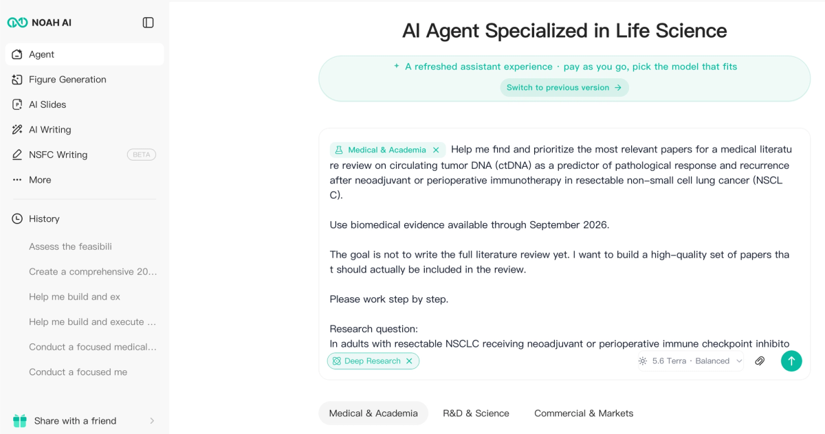Noah AI input for finding and prioritizing relevant papers for a medical literature review