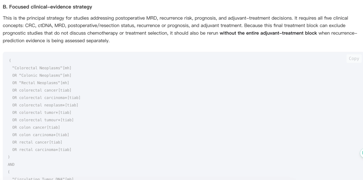 Noah AI focused PubMed search strategy using MeSH terms free-text keywords and Boolean operators