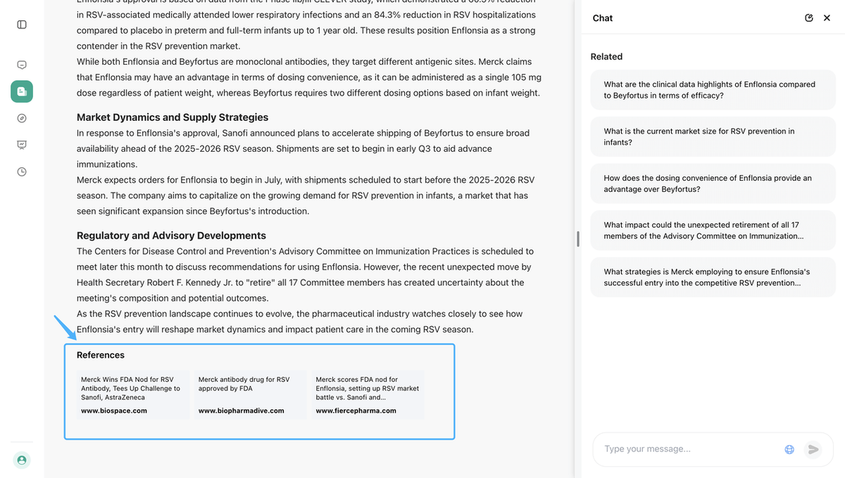 References of news articles