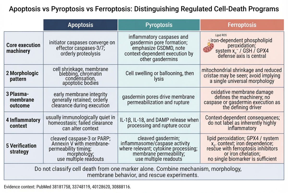 Apoptosis Vs Pyroptosis Vs Ferroptosis: Distinguishing Regulated Cell-Death Programs