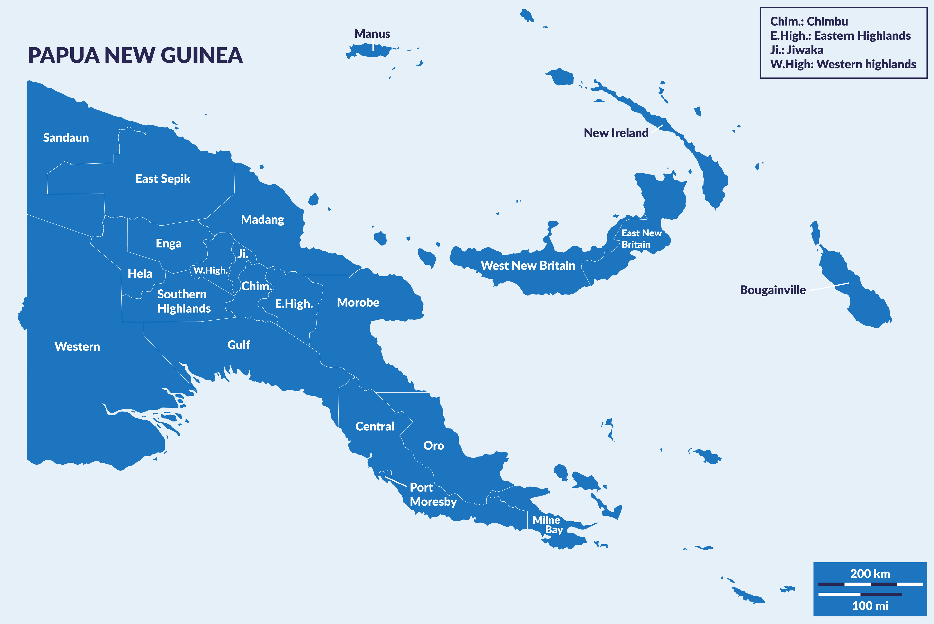 Map of Papua New Guinea’s provinces